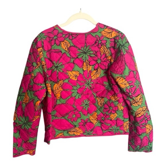 Floral Bomber Jacket in Pink, Green, and Orange - Picture 4 of 9